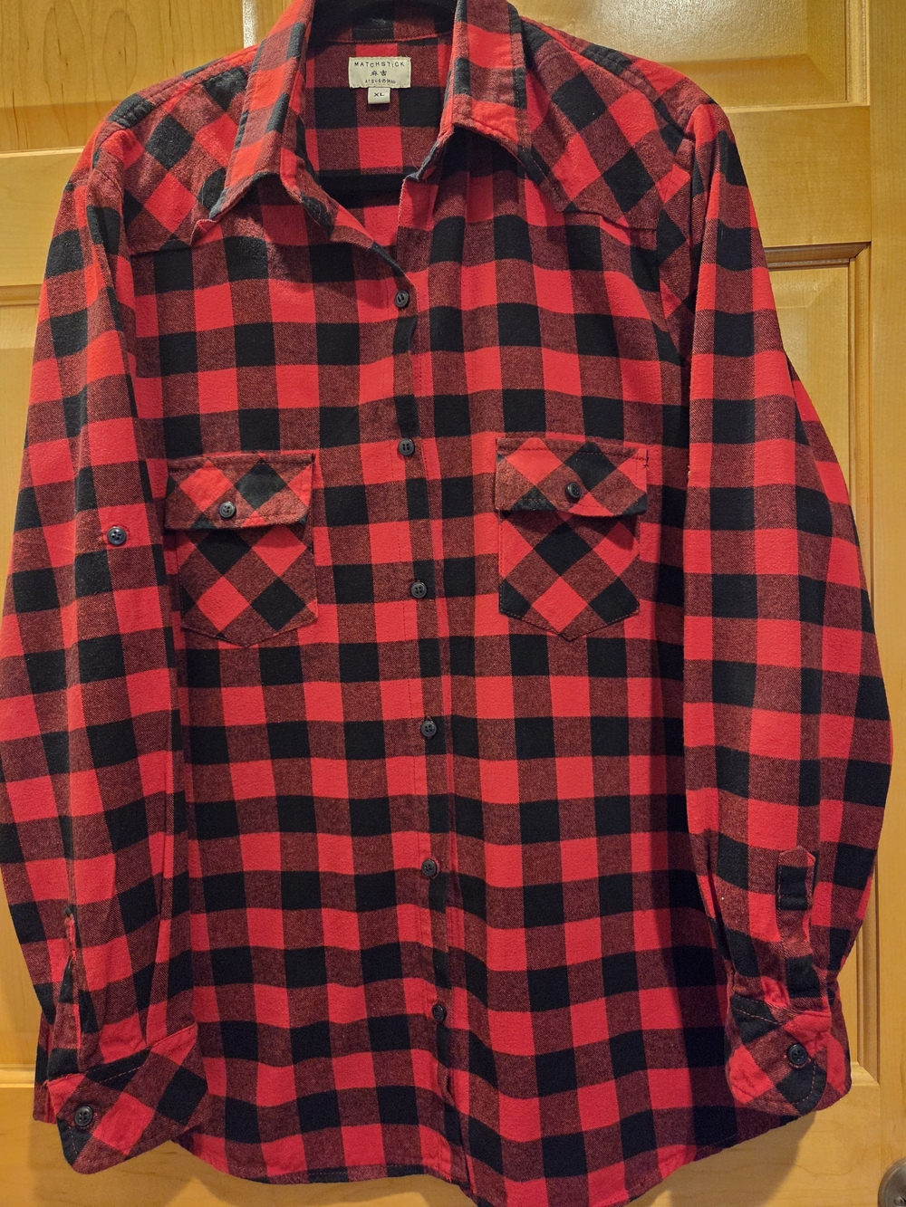 Women's Red and Black Buffalo Plaid Button-Down Shirt